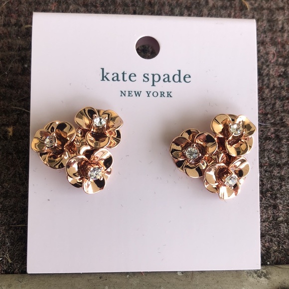 NWT Kate Spade ♠️ Sparkly Rhinestone Rose Gold Earrings - Picture 9 of 12